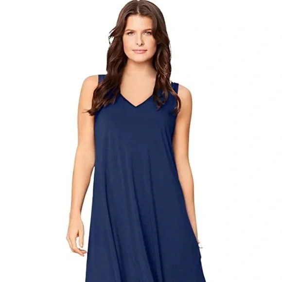 Roaman's | Dresses | Roamans Womens Plus Size Sleeveless Evening Blue Swing  Dress New | Poshmark